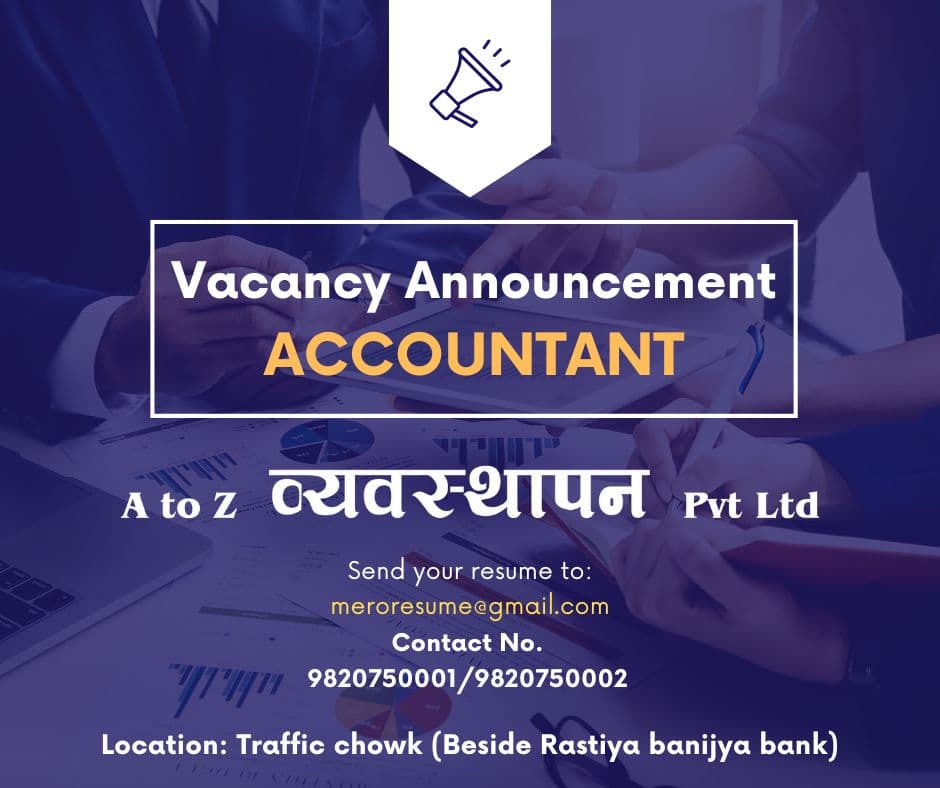 Vacancy for junior accoutant for Manufacturing company